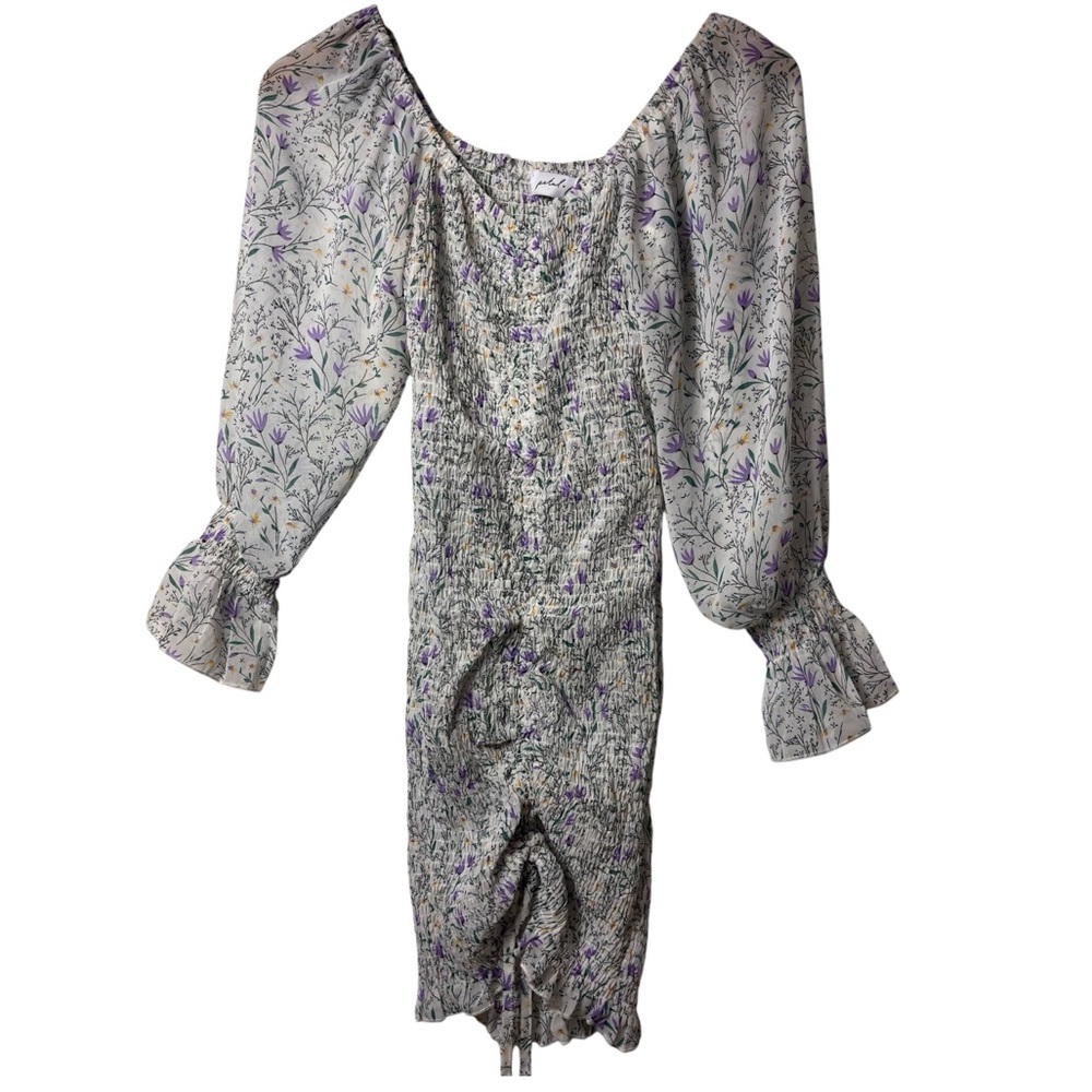 PETAL + PUP WOMEN FLORAL GREEN PURPLE WHITE PRINT US 8 MINI  DRESS NEW WITH TAGS